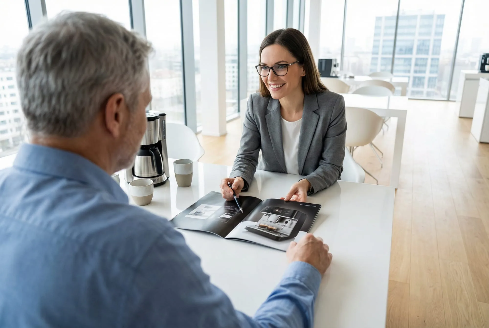 Koffiepauze op kantoor met collega's en professionele koffie